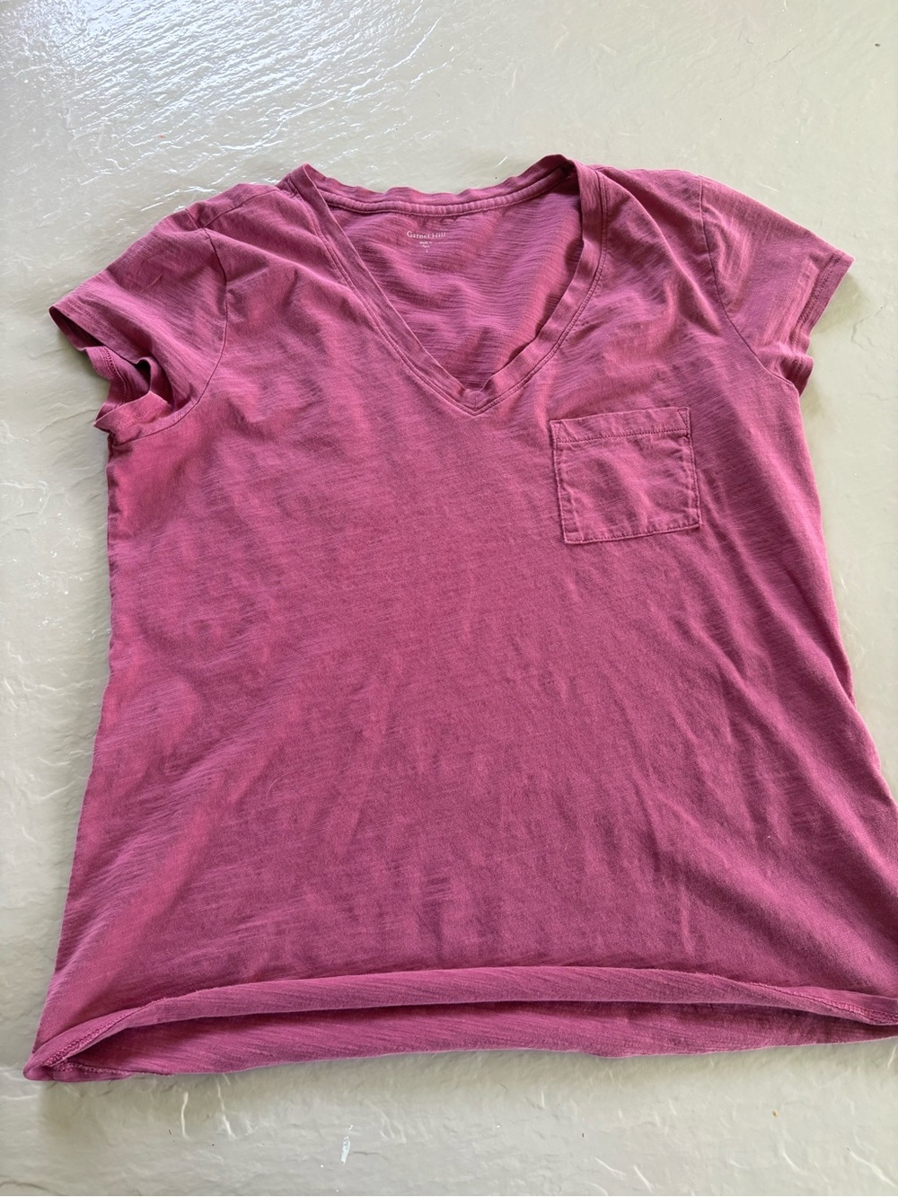 Garnet Hill Mauve V-Neck Pocket Tee